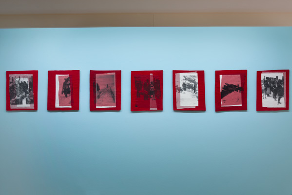 Nury González, De la serie Maletas, 2012, serigrafía sobre algodón, tul y entre tela sobre fieltro industrial, 39,5 x 51 cm. c/u aprox