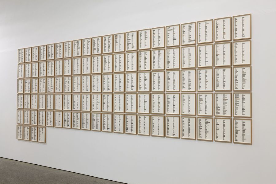 Ignasi Aballí, Mapamundi, 2010- 2011, collage sobre papel, 30 x 21 cm c/u (110-115 ejemplares aprox.). Colección del artista
