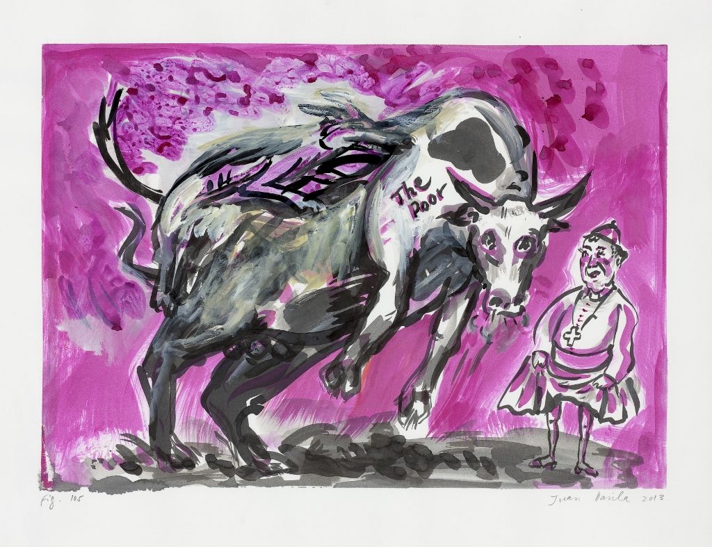 Juan Dávila, Sin título, figura 105 (2013), tinta y gouache sobre papel, 50 x 65 cm. Cortesía: Kalli Rolfe Contemporary Art, Melbourne