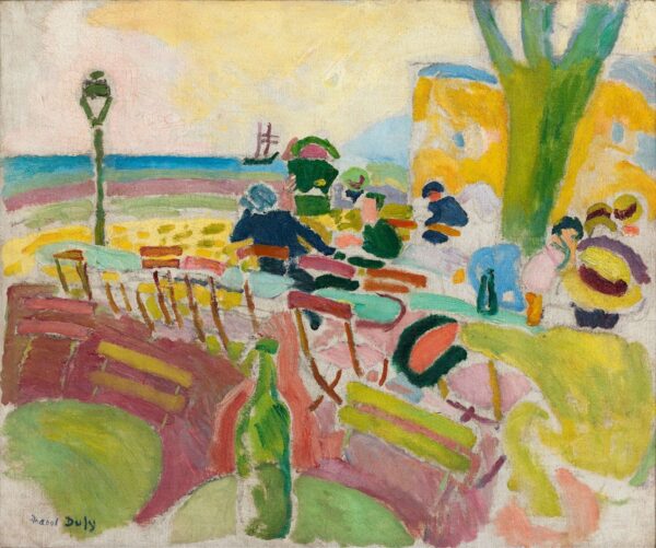 Raoul Dufy (1877-1953). "La terrasse sur la plage". Huile sur toile. 1907. Paris, musée d'Art moderne.