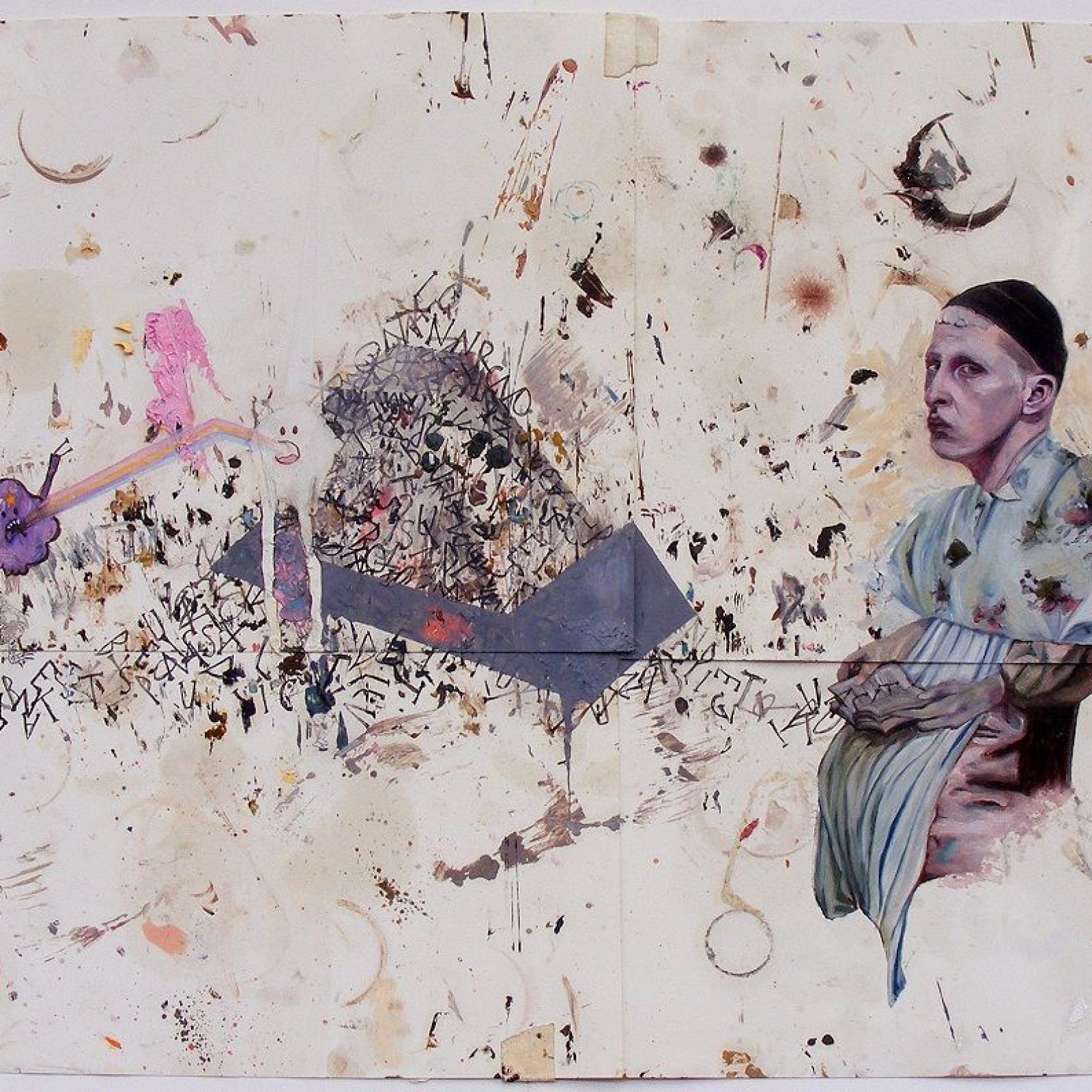 Carolina Muñoz, He venido a traer fuego sobre la tierra, 2016, tinta y óleo sobre papel, 40x50cm.De la muestra: Cogollo de Toronjil. Galería XS, Santiago de Chile, 2016. Foto cortesía de la artista.
