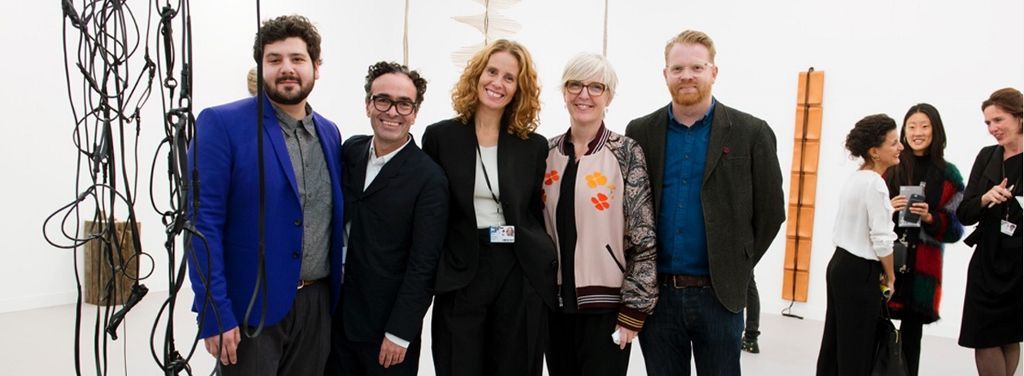 Pictured, from left: Dr Omar Kholeif, kurimanzutto directors José Kuri and Mónica Manzutto, Helen Molesworth and Martin Clark. Courtesy of Frieze London 2016