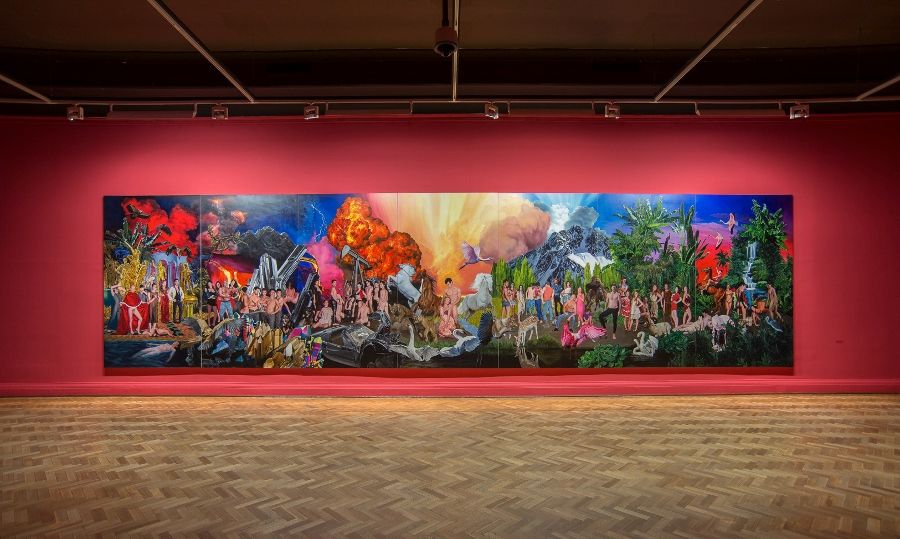 Vista de la exposición "Historia violenta y luminosa", de José Pedro Godoy, en el MNBA, Santiago de Chile, 2016-2017. Cortesía del artista