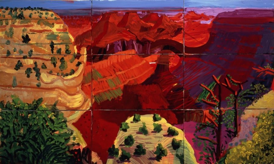 9 Canvas Study of the Grand Canyon
1998
Oil paint on nine canvases
1003 x 1689 mm
Richard and Carolyn Dewey
© David Hockney	
Photo Credit: Richard Schmidt
