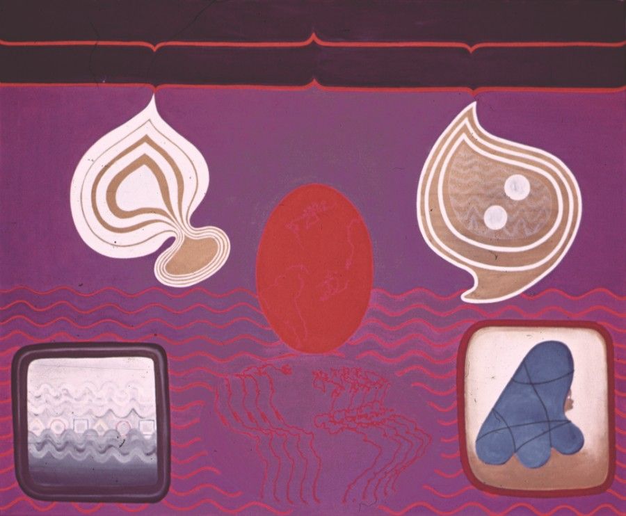 Elda Cerrato, Serie del Ser Beta no aislado. Contacto con Tierra I, 1972, acrílico sobre tela, 115 x 145 cm. Cortesía: HFFA
