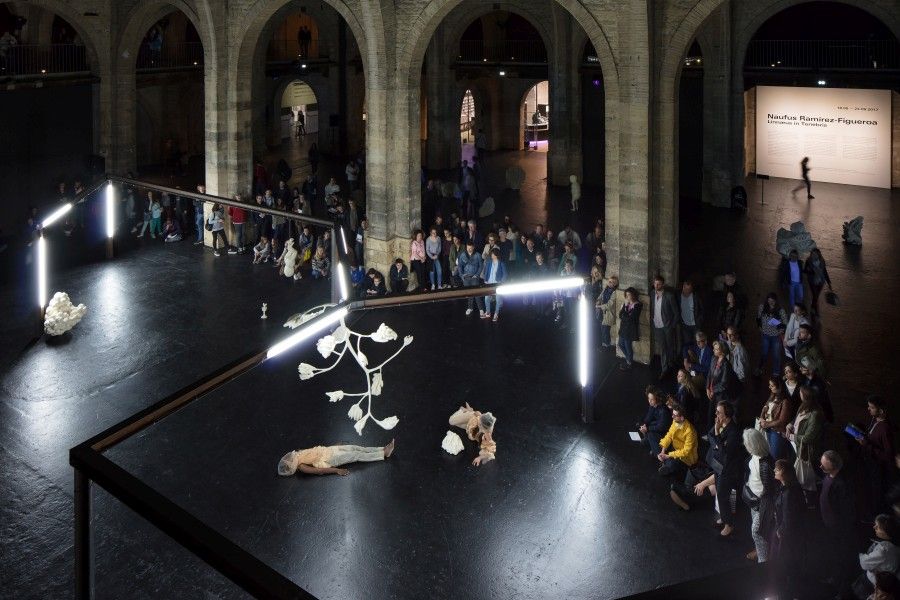 Naufus Ramírez-Figueroa, Linnæus in Tenebris, 2017. Vista de la exposición en el CAPC musée d'art contemporain de Bordeaux. Foto: Arthur Pequin
