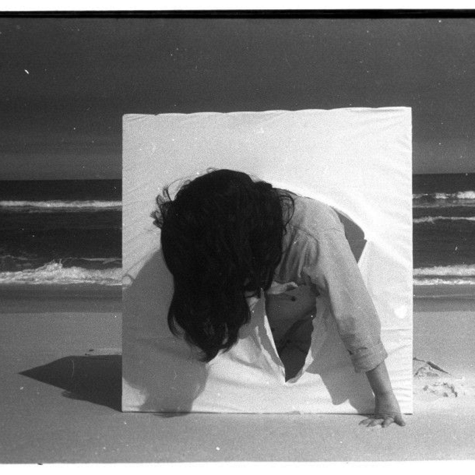 Lygia Pape (Brazilian, 1927–2004) O ovo (The Egg) 1967 Performance at Barra da Tijuca beach, Rio de Janeiro Gelatin silver print Photo by Maurício Cirne © Projeto Lygia Pape