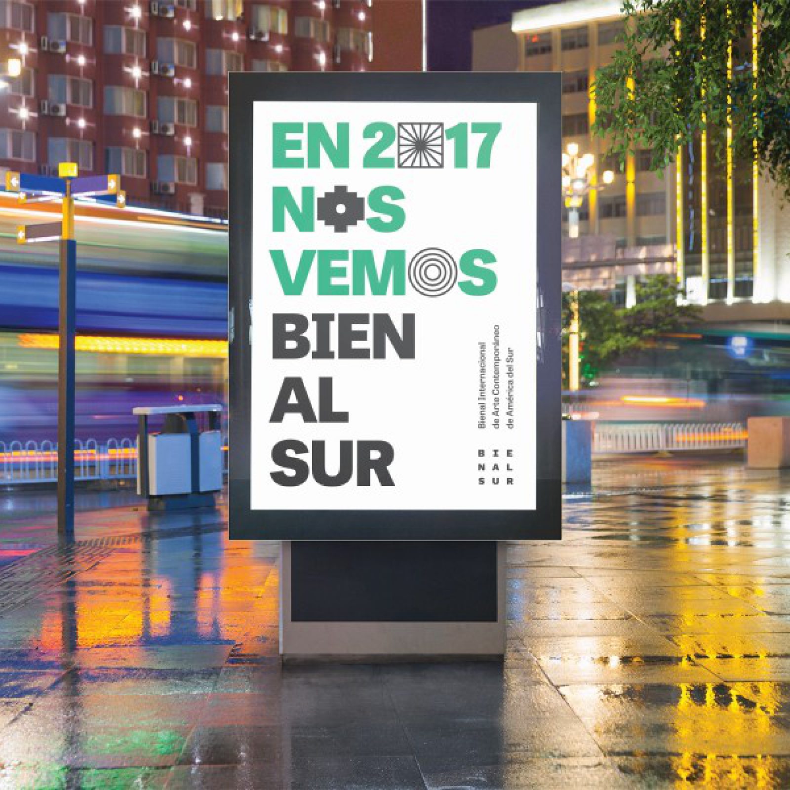 Cartel luminoso. Cortesía: Bienalsur