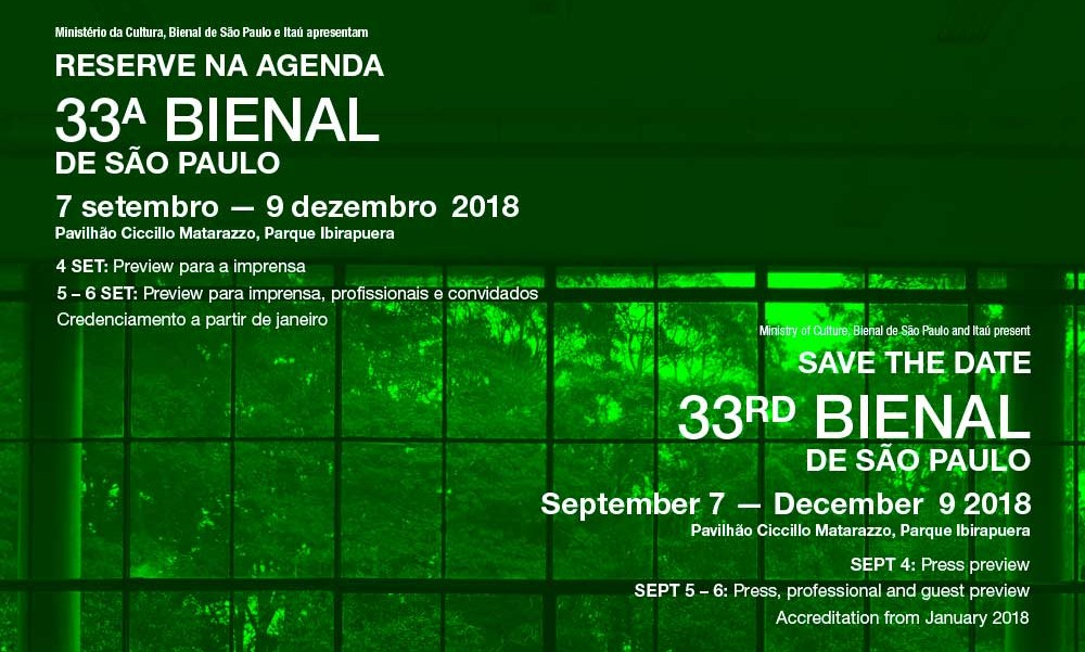 33 Bienal de Sao Paulo, 2018. Invitación
