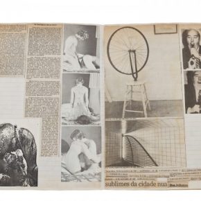 Hudinilson Jr., Caderno de Referências, collage sobre papel, 5 x 22 x 33 cm. Cortesía: Galería Jaqueline Martins
