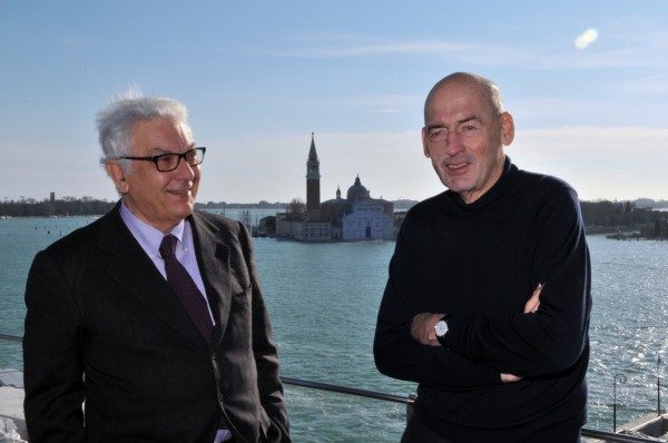 Paolo Baratta, Presidente de la Bienal de Venecia, y Rem Koolhaas, curador de la 14va Muestra Internacional de Arquitectura. Foto: Giorgio Zucchiatti. Cortesía: Bienal de Venecia