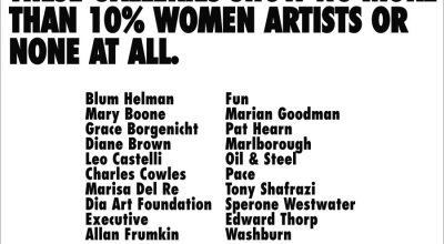 Guerrilla Girls, Menos de 10% ou nenhum dos artistas destas galerias são mulheres, 1985 Pôster, 43 x 56 cm Crédito: Guerrilla Girls