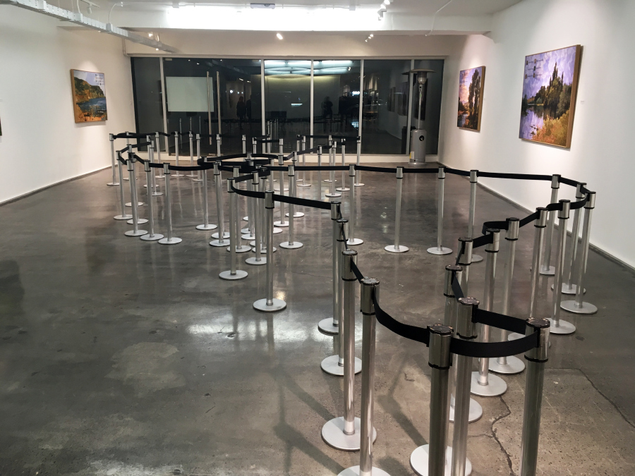 Vista de la exposición "Fronteras Naturales", de Mateo Maté, en Galería Isabel Aninat, Santiago de Chile, 2018. Foto: Nicolás Narvéz