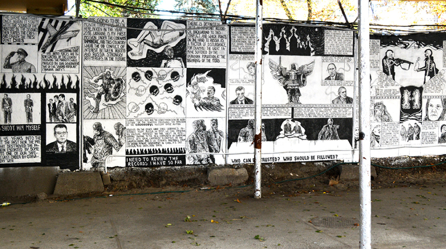 Vista del mural "Inmortal", de Javier Rodríguez, instalado de forma permanente en la zona de Izone, Kiev, Ucrania, 2018. Foto cortesía del artista