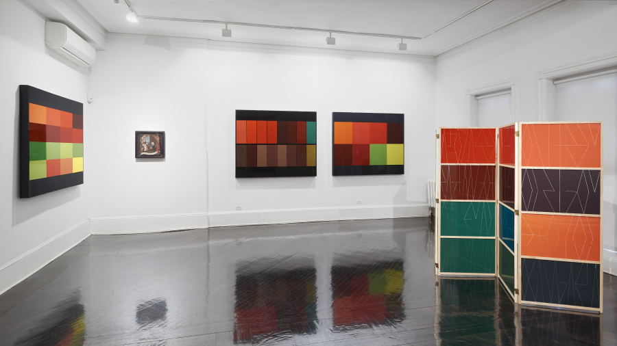 Vista de la exposición "The Genealogy of Color (La genealogía del color)", de Emilia Azcárate, en Henrique Faria Fine Art, Nueva York, 2018. Cortesía de la galería