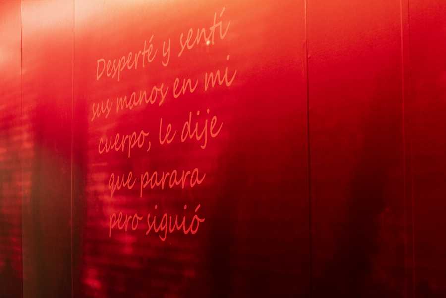 Carrie Gálvez, Cartografía Interior, 2018, panelería y tubos fluorescentes, 2,45 m x 7,70 m x 90 cm. Foto: Jorge Brantmayer