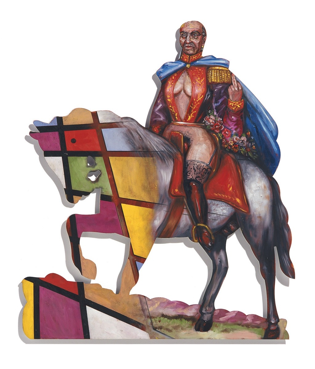 Juan Dávila, The Liberator, Simon Bolivar, 1994, óleo sobre tela sobre metal, 125 x 98 cm, irregular © Juan Dávila