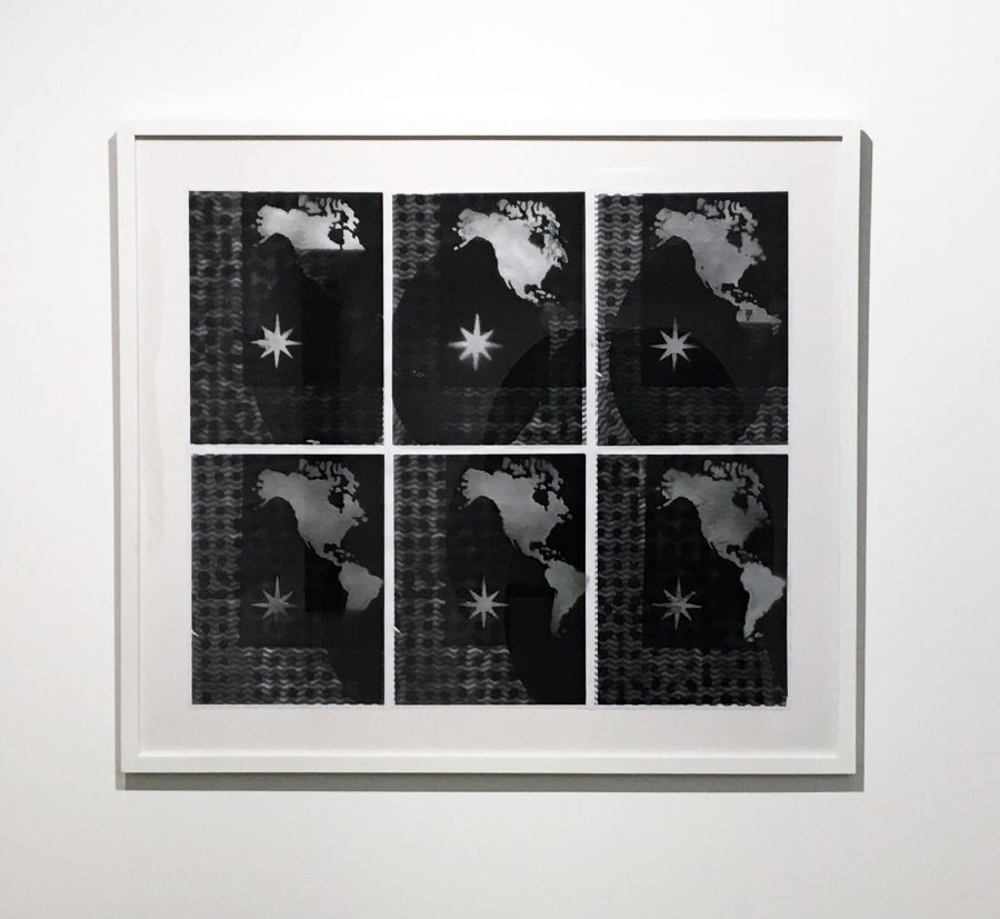 Luis Romero, El descubrimiento de América, 2015, seis impresiones de fotocopias intervenidas con pintura en aerosol, 28 x 21,5 cm. Cortesía Aninat Galería de Arte (Santiago de Chile)
