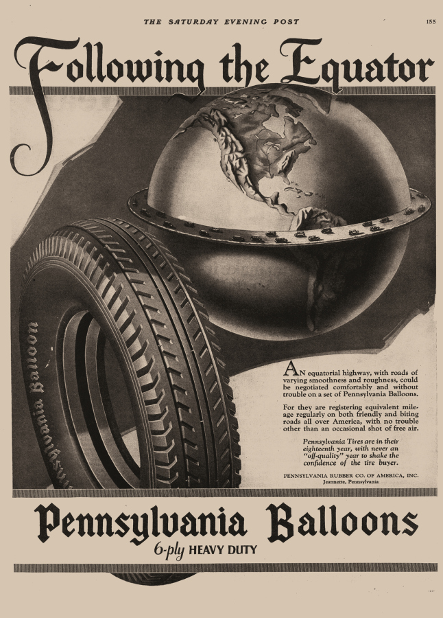Following The Equator, The Saturday Evening Post, Pennsylvania Balloons, 1926. © Pennsylvania Balloons