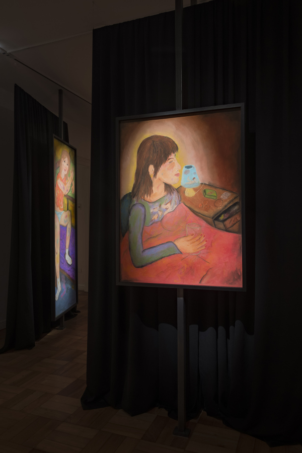Vista de la exposición "En su rodilla un polvo cobrizo", de Ulises Mazzucca, en Isabel Croxatto Galería, Santiago de Chile, 2019. Foto cortesía de la galería