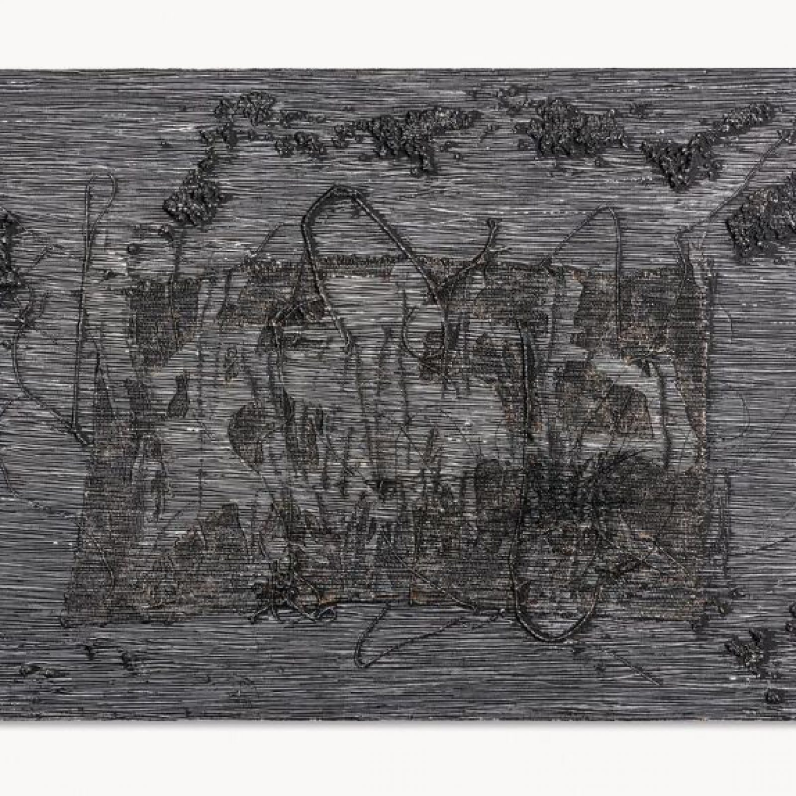 Jesús Rafael Soto, Untitled (Barroco Negro), 1961, mixed media on panel, 95.3 x 158.8 x 15.2 cm. Artist Rights Society (ARS), New York / ADAGP, Paris. Photo: Alfredo Gugig