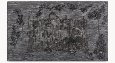 Jesús Rafael Soto, Untitled (Barroco Negro), 1961, mixed media on panel, 95.3 x 158.8 x 15.2 cm. Artist Rights Society (ARS), New York / ADAGP, Paris. Photo: Alfredo Gugig