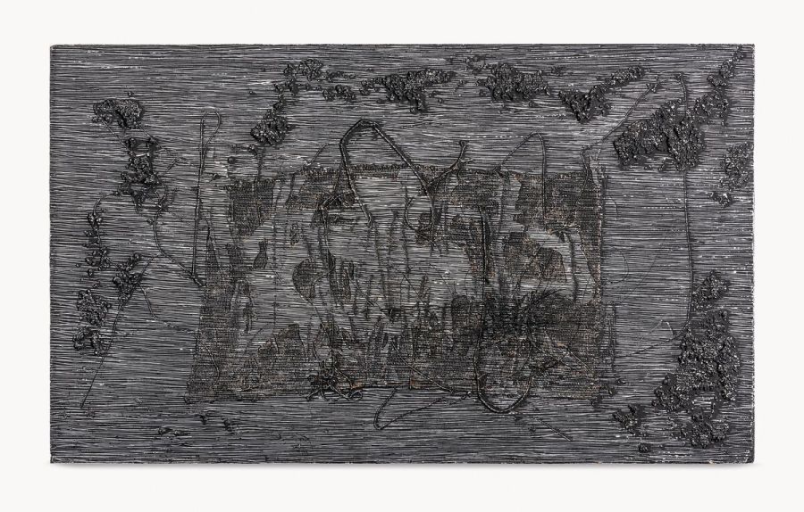 Jesús Rafael Soto, Untitled (Barroco Negro), 1961, mixed media on panel, 95.3 x 158.8 x 15.2 cm. Artist Rights Society (ARS), New York / ADAGP, Paris. Photo: Alfredo Gugig