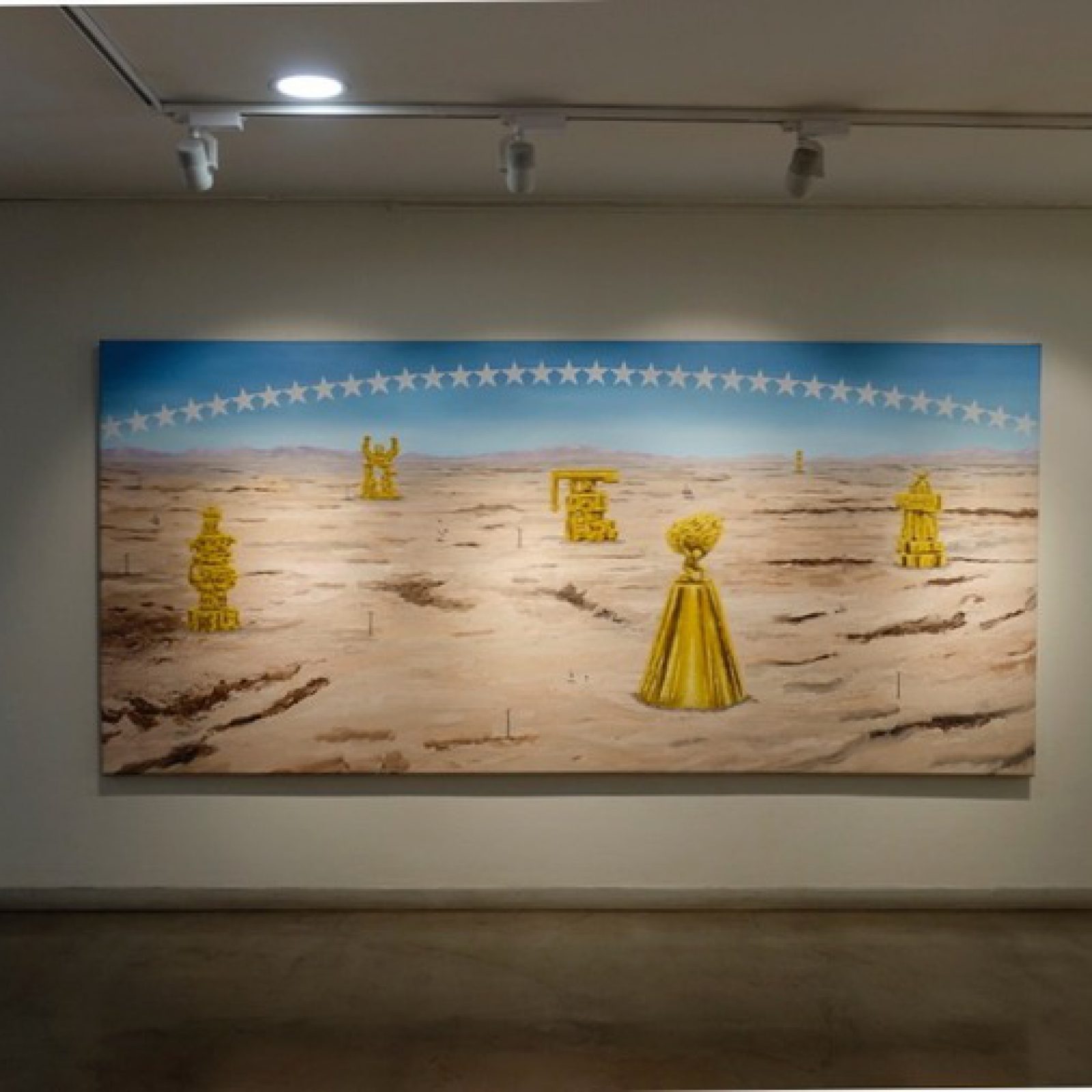 Camilo Ortega, Campo de juego, 2019. Vista de la exposición "Land of Champions", en el Centro Cultural de España (CCE) en Santiago, 2019. Cortesía: CCE