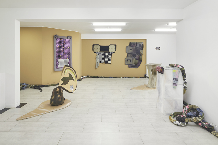 Vista de la exposición "El barro, la culebra y sus principios", de Ana Navas, en Crisis Galería, Lima, 2019. Foto cortesía de la galería