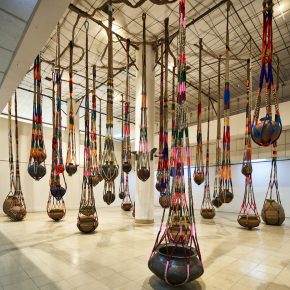 Installation view: Kamruzzaman Shadhin, ‘The Fibrous Souls’, 2018-2020, jute, cotton thread, brass, clay. Realized in collaboration with Gidree Bawlee Foundation of Arts. Commissioned and produced by Samdani Art Foundation for DAS 2020. Courtesy of the artist and Samdani Art Foundation. Photo: Randhir Singh