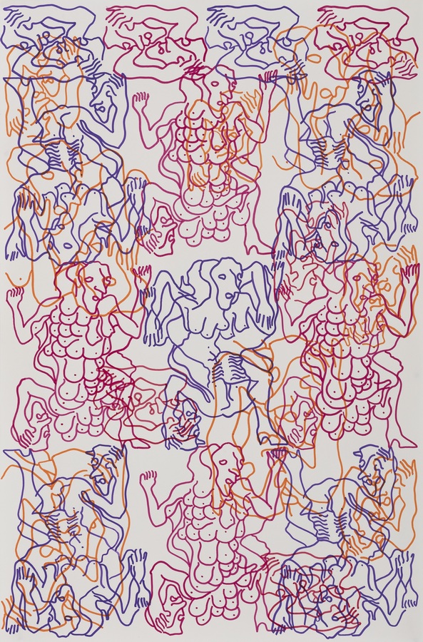 Carlos Amorales, Orgy of Narcissus, 2019. Cortesía del artista, galería kurimanzutto, Ciudad de México / Nueva York y Nils Stærk Gallery. Estas obras fueron desarrolladas en colaboración con el TextielLab, el taller profesional del TextielMuseum. Foto: Peter Tijhuis