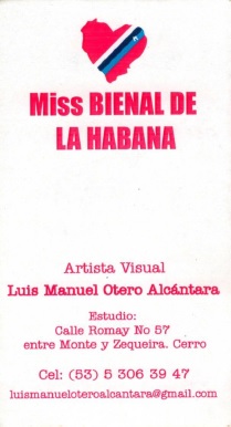 Tarjeta de presentación de Miss Bienal de La Habana