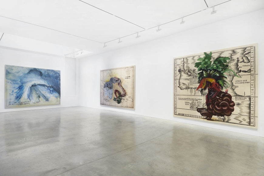 Vista de la exposición de Firelei Báez en James Cohan Gallery, Nueva York, 2020. Foto cortesía de la galería