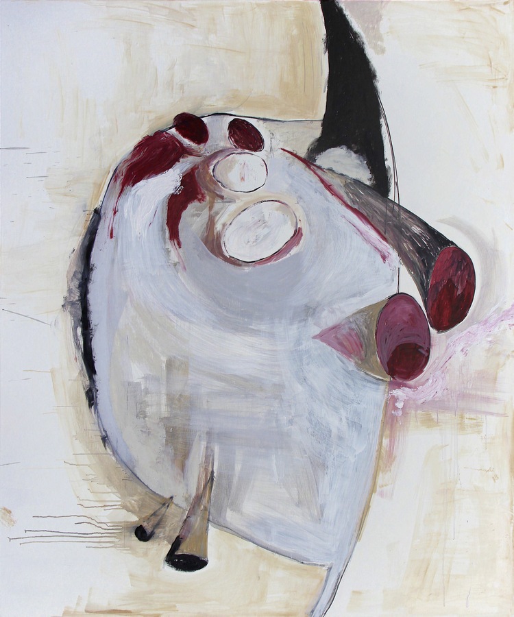 Magali Lara, Coraza, 2018, óleo sobre lino, 180 x 150 cm. Cortesía: waldengallery