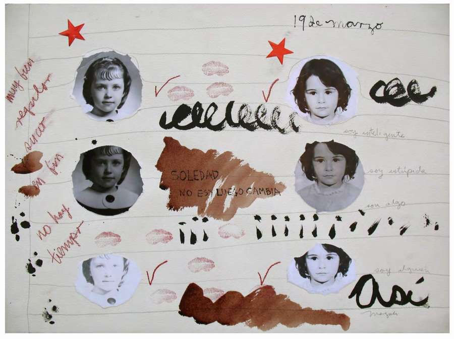 Magali Lara, Soledad no es y luego cambia, de la serie Infancia y eso, 1980, collage y acuarela, tinta china sobre papel, 56.5 x 75.7 cm. Cortesía: waldengallery