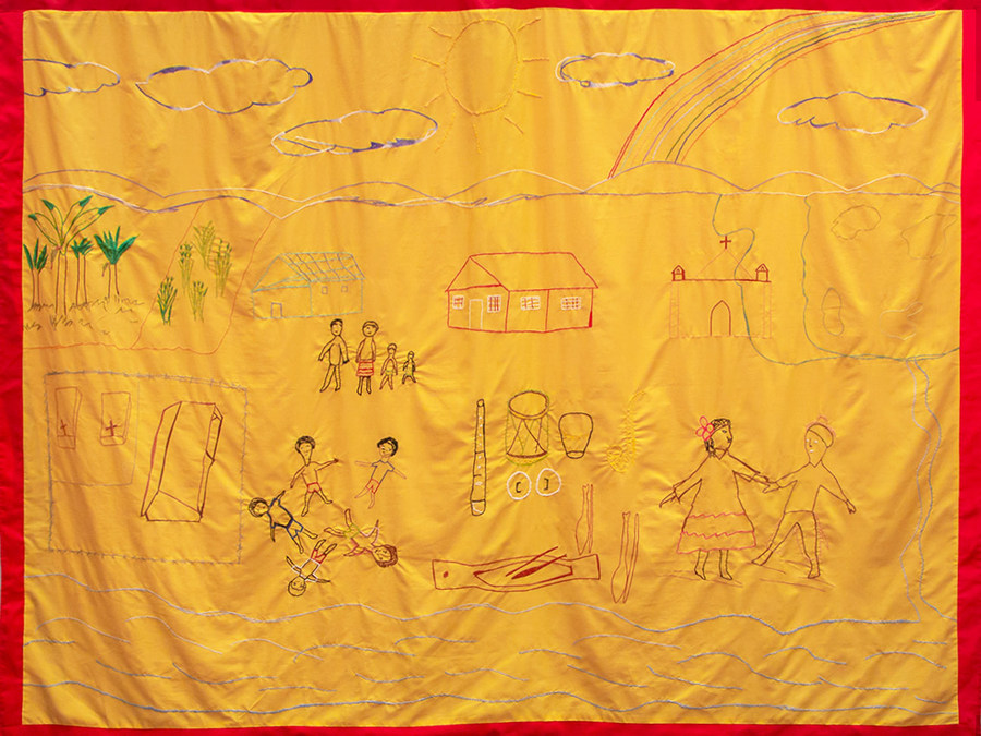 Artesanías Guayacán, Telón de la reconciliación II, 2019, 220 x 205 cm. Cortesía: Artesanal Tecnológica