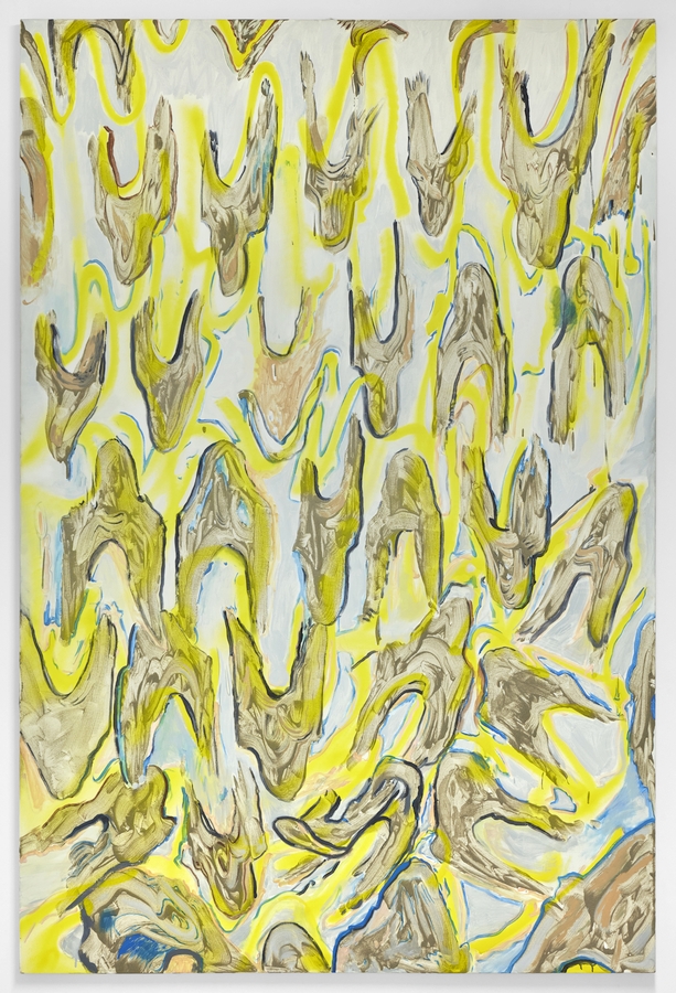 Sebastián Cabrera, Números, números, números, 2019. Óleo, acrílico y polvo de piedra pomes sobre tela, 120 x 100 cm. Cortesía: Crisis Galería, Lima
