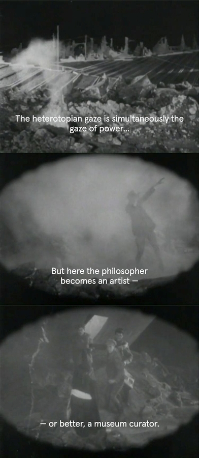 Boris Groys. Fotogramas de «Cuerpos inmortales», (2007), videocollage y texto, 28 min 47 s