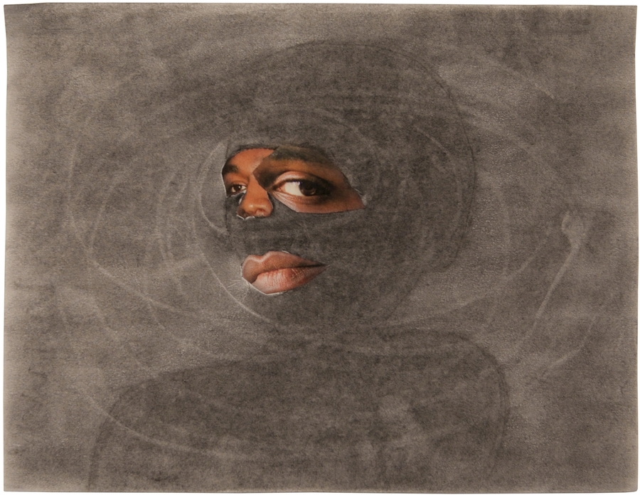 Tameca Cole, Locked in a Dark Calm, 2016. Collage and graphite on paper. 8 1/2 x 11 inches. Collection Ellen Driscoll