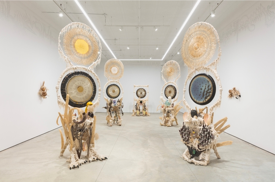 Installation view of Seven Ancestral Stomachs, by Guadalupe Maravilla. Courtesy of the artist and P.P.O.W Gallery, NY