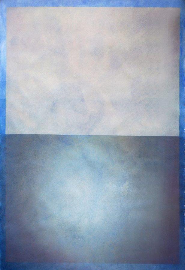 Catalina Valenzuela, Dos Tiempos, 2020-2021, acrílico y pastel seco sobre papel, 118 x 84 cm, marco de mañío natural. Cortesía de la artista y Galería NAC.