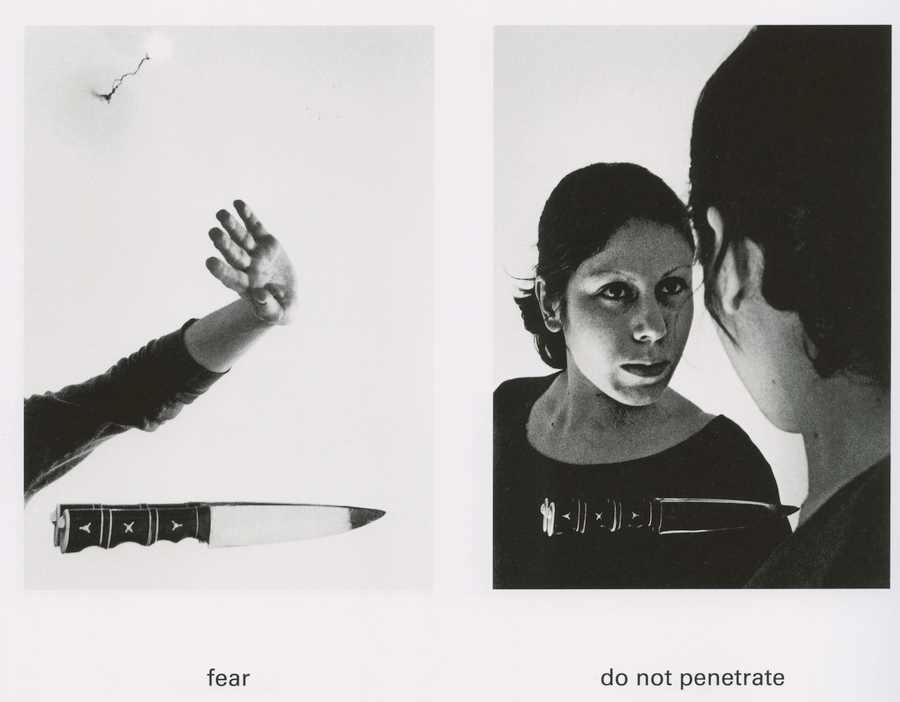 Iole de Freitas, Introvert/Penetrate; Extrovert/Penetrate; Fear/Do Not Penetrate, 1973, fotografia, 42 x 33 x 4 cm c/u. Cortesía: Colección Moraes Barbosa