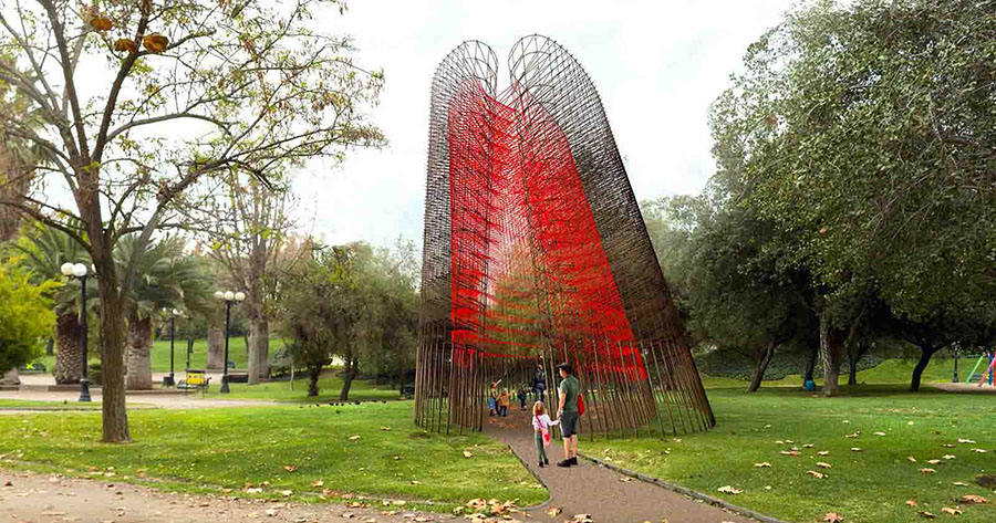 Dionaea, propuesta de “Monumento en homenaje a las mujeres de Chile” de la artista visual Josefina Guilisasti y las arquitectas Cecilia Puga, Paula Velasco y Bárbara Barreda.