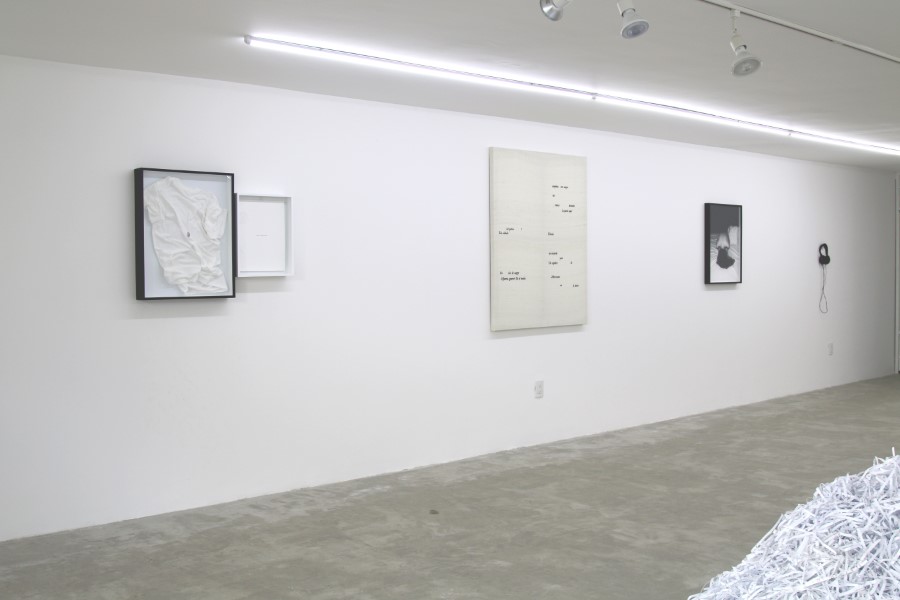 Vista de la exposición "La patria aquí exhala un recuerdo", de Milo Medina, en Proyecto Caimán, Guadalajara, México, 2021. Foto cortesía de la galería 