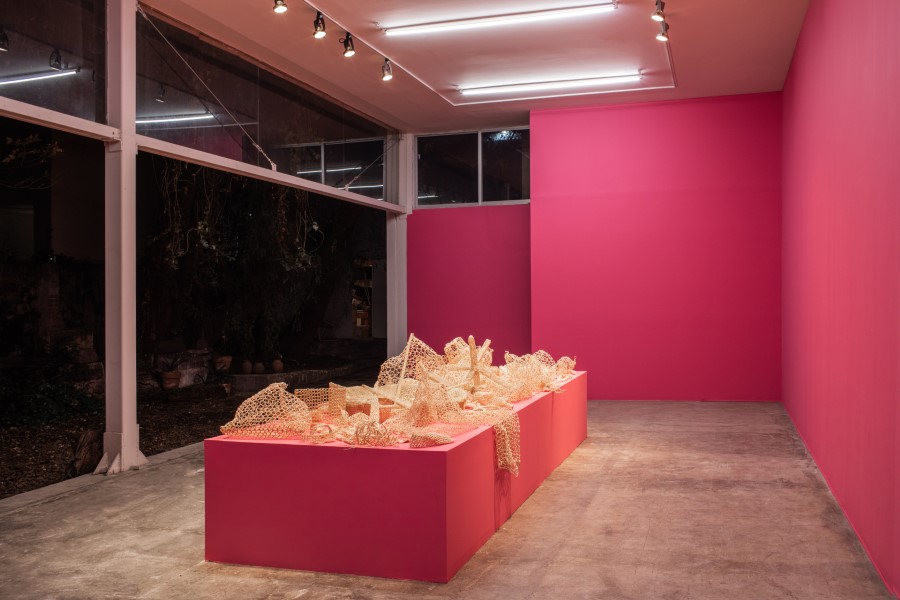 Vista de la exposición “No hay paraíso sin serpientes”, de Claudia Gutiérrez Marfull, en Labor, Ciudad de México, 2021-2022. Foto: Diego Berruecos. Cortesía de la artista y Labor