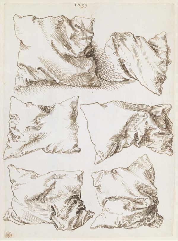 Albrecht Dürer, Seis estudios sobre almohadas (reverso), 1493