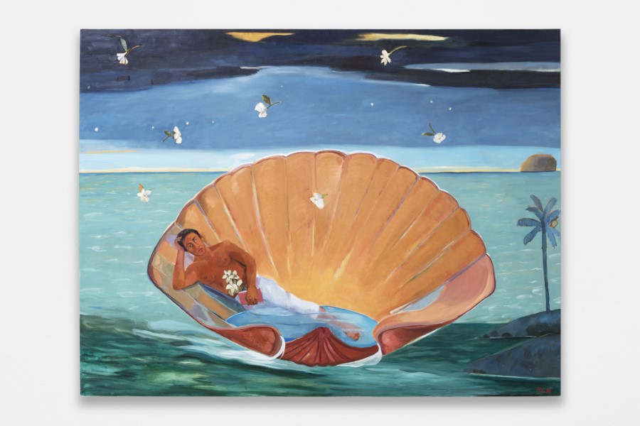 Roberto Gil de Montes, El Pescador, 2020, óleo sobre lino, 196 x 257 cm. Cortesía del artista y kurimanzutto, Ciudad de México