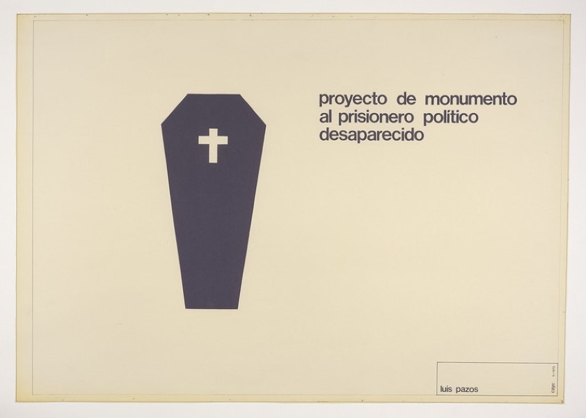 Luis Pazos, Sin título (Proyecto de monumento al prisionero político desaparecido), 1973, copia heliográfica parte de la exposición "Hacia un perfil del arte latinoamericano". Cortesía: MNBA Argentina  