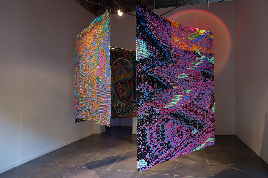 Vista de la exposición “Tecnotopia”, de Jimena Travaglio, en Fundación El Mirador, Buenos Aires, 2022. Registro: Foto de Obra 