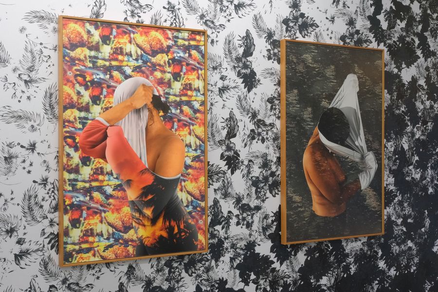 Joiri Minaya. Left: Shedding II (Los tres ojos), 2022; Right: Wake, 2022. Archival pigment print, 36 x 24 in. Edition of 5 + 2 AP. Photo: Yutong Shi